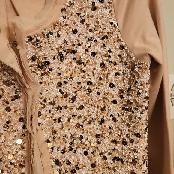 Postmark by Anthropologie Soft Peach Bedazzled Cardigan w/ Sequins Size XS - Picture 6 of 12